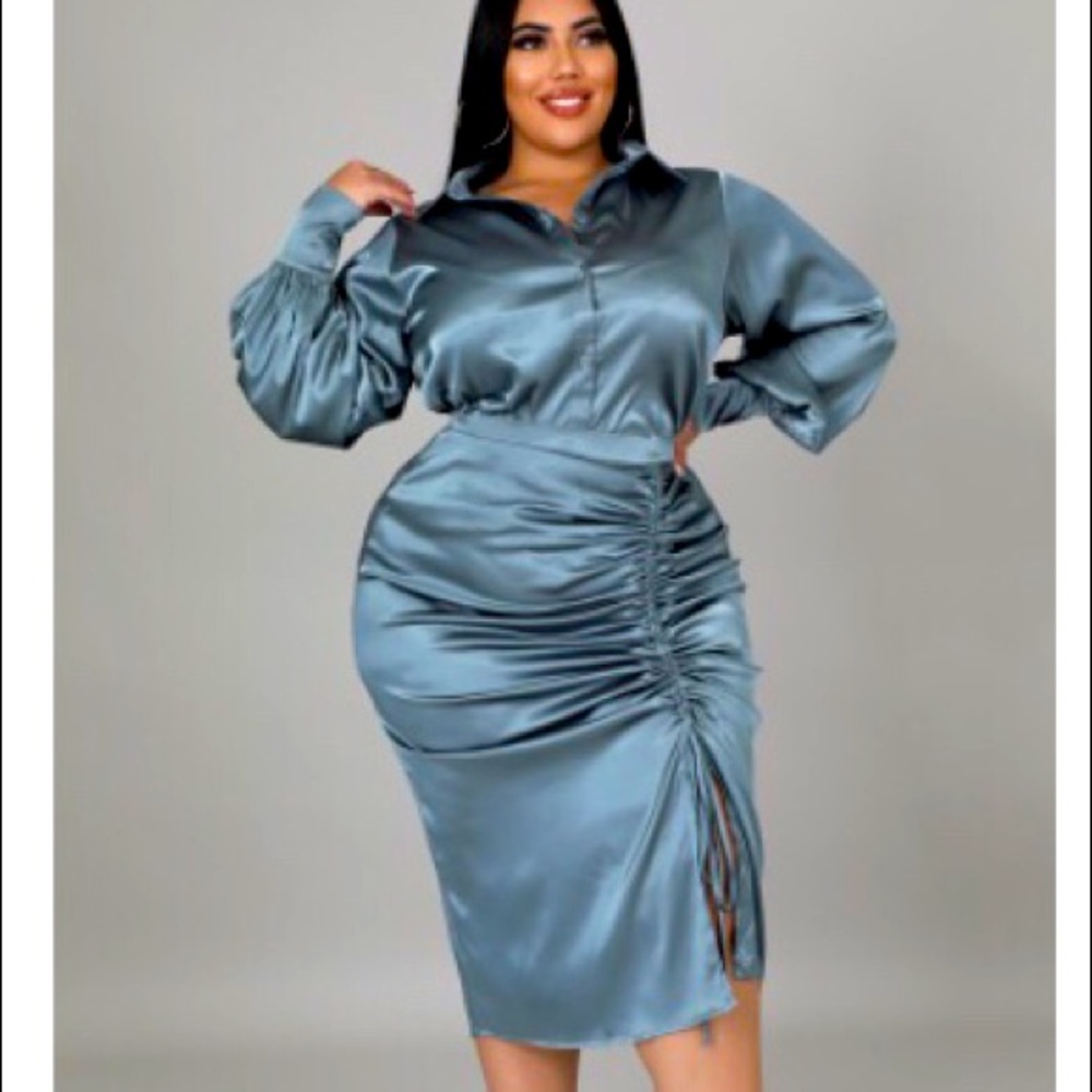 NWT Boutique Satin Skirt & Blouse Set 1X, 2X, 3X